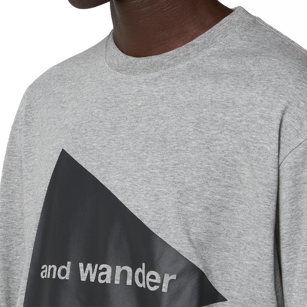 And Wander Logo Long Sleeve Tee Grey 5743284225-020