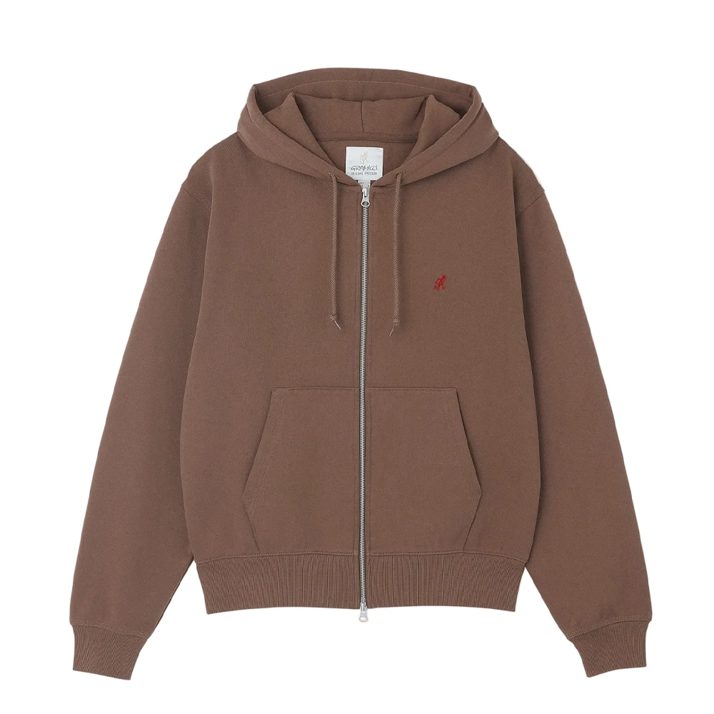 Gramicci One Point Zip Hooded Sweatshirt Brown G310-FT-BRWN