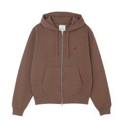 Gramicci One Point Zip Hooded Sweatshirt Brown